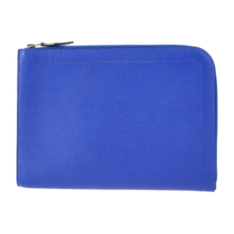 HERMES Hermes Zip Tablet Clutch Bag 070227CK Voe Epsom Blue Electric Silver Hardware Computer L-shaped Zipper Second Pouch D Engraving