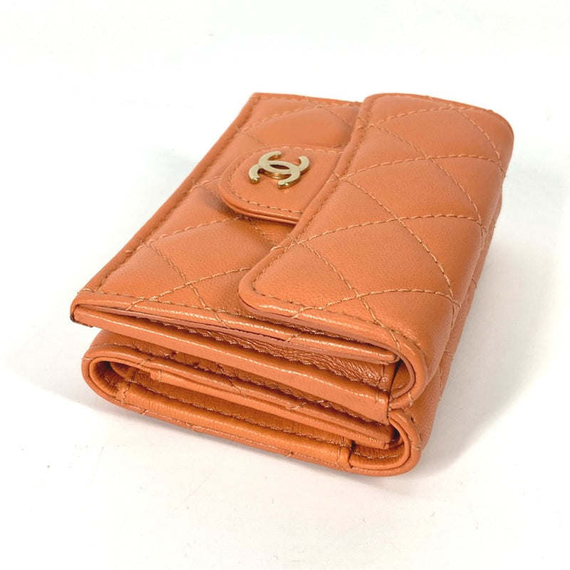 Chanel AP0230 CC Mark Compact wallet Trifold wallet Orange GoldHardware