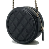 Chanel Chain Shoulder Bag CC Filigree Round Caviar Skin AP0365 CHANEL Black