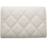 CHANEL Classic Small Flap Matelasse AP0230 Trifold Wallet Caviar Skin White 083640