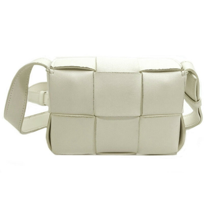 Bottega Veneta Intrecciato Candy Cassette Men's Shoulder Bag Leather White DH83016