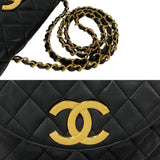 CHANEL Chanel Matelasse Coco Mark Metal Fittings Lambskin Leather Chain Mini Shoulder Bag Black 85577