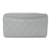 CHANEL Matelasse Round Long Wallet Calfskin (Cowhide) Women's Gray Light