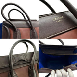 CELINE Handbag Luggage Micro Shopper Leather Brown/Blue Gold Women's z0522