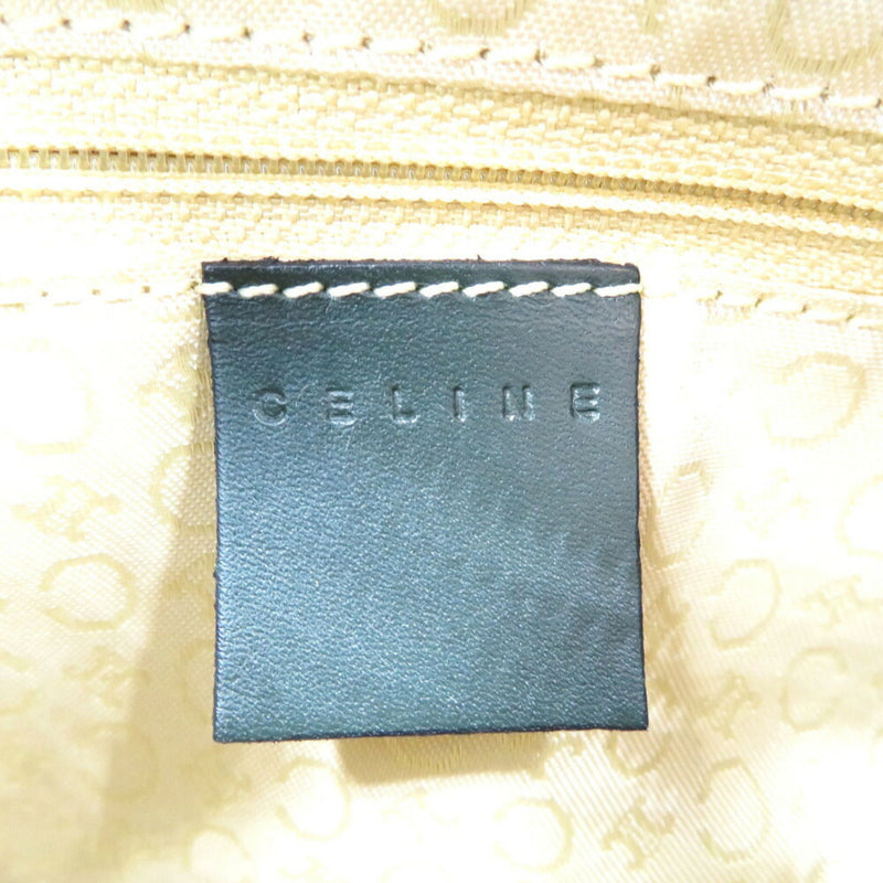 Celine C macadam pattern canvas leather olive green shoulder bag