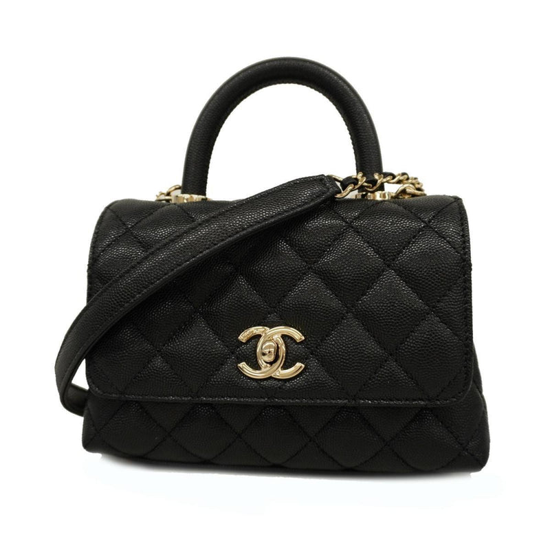 Chanel Handbag Matelasse Chain Shoulder Caviar Skin Black Ladies