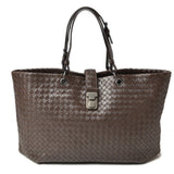 Bottega Veneta tote bag size BOTTEGA VENETA intrecciato leather dark brown