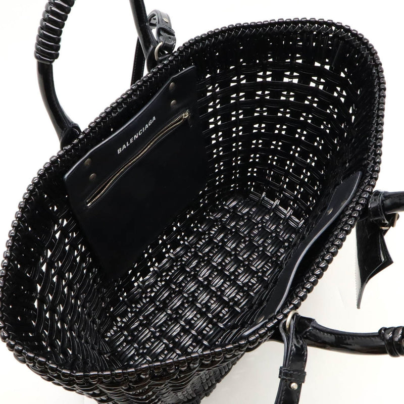 BALENCIAGA Bistro Basket Bag, Handbag, Shoulder Vinyl, Black, 671346