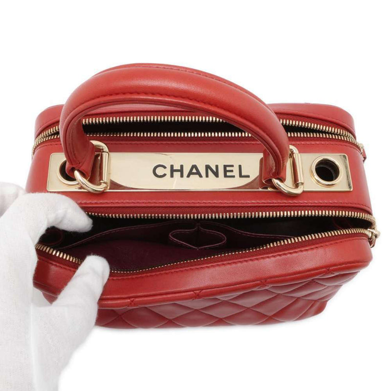 Chanel handbag, matelasse, coco mark, bowling bag, lambskin, CHANEL 2way shoulder bag