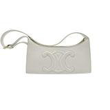 CELINE Handbag Cuir Triomphe Shoulder Bag Leather White Women's z1907