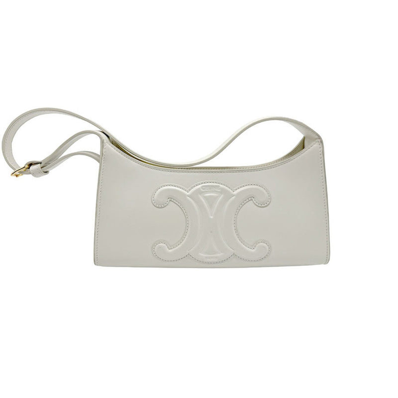 CELINE Handbag Cuir Triomphe Shoulder Bag Leather White Women's z1907