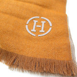 HERMES Scarf "Himalaya Dip Dye" Orange Gray cashmere Sheepskin