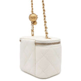 Chanel Chain Shoulder Bag Coco Mark Matelasse Ball Vanity Small AP1447 CHANEL White