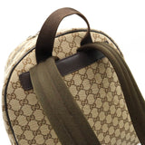 GUCCI GG Canvas Rucksack Backpack Daypack Leather Khaki Beige Dark Brown 449906