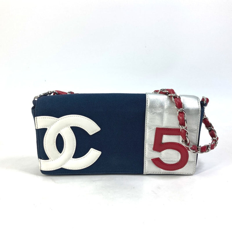 Chanel vintage Chain bag shoulder bag Shoulder Bag Navy Red x Silver