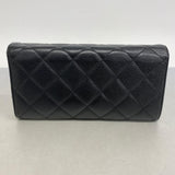 Chanel Long Wallet Matelasse Caviar Skin Black Women's