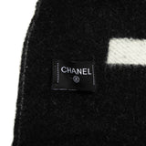 Chanel Coco Mark Stole Scarf Black White Cashmere Women's CHANEL