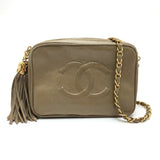 Chanel CC Mark bag with fringe Pochette Shoulder Bag BeigeBased GoldHardware