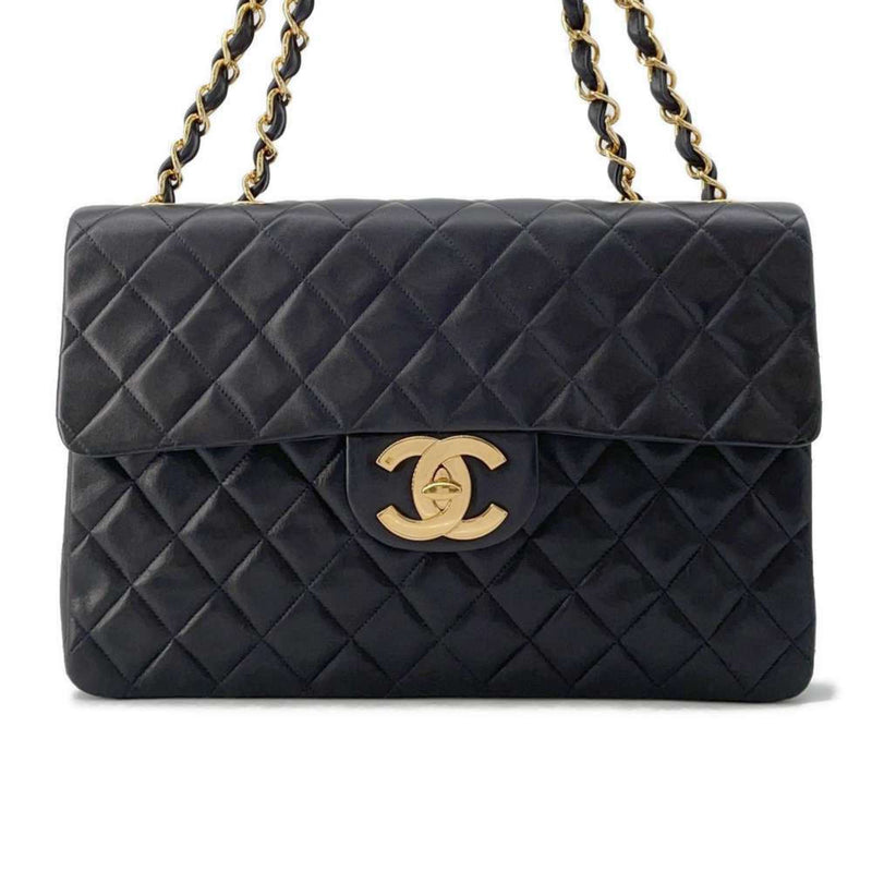 Chanel Chain Shoulder Bag Deca Matelasse 34 Coco Mark Lambskin A01094 CHANEL Matel Black