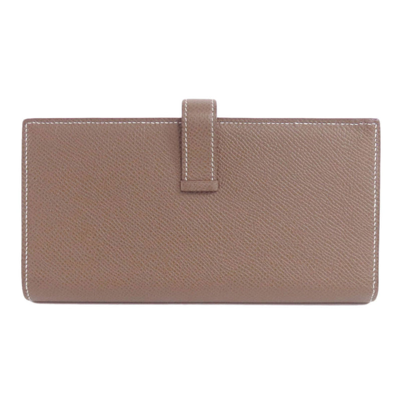 Hermes Bearn Soufflet Etoupe Long Wallet Taurillon Women's HERMES