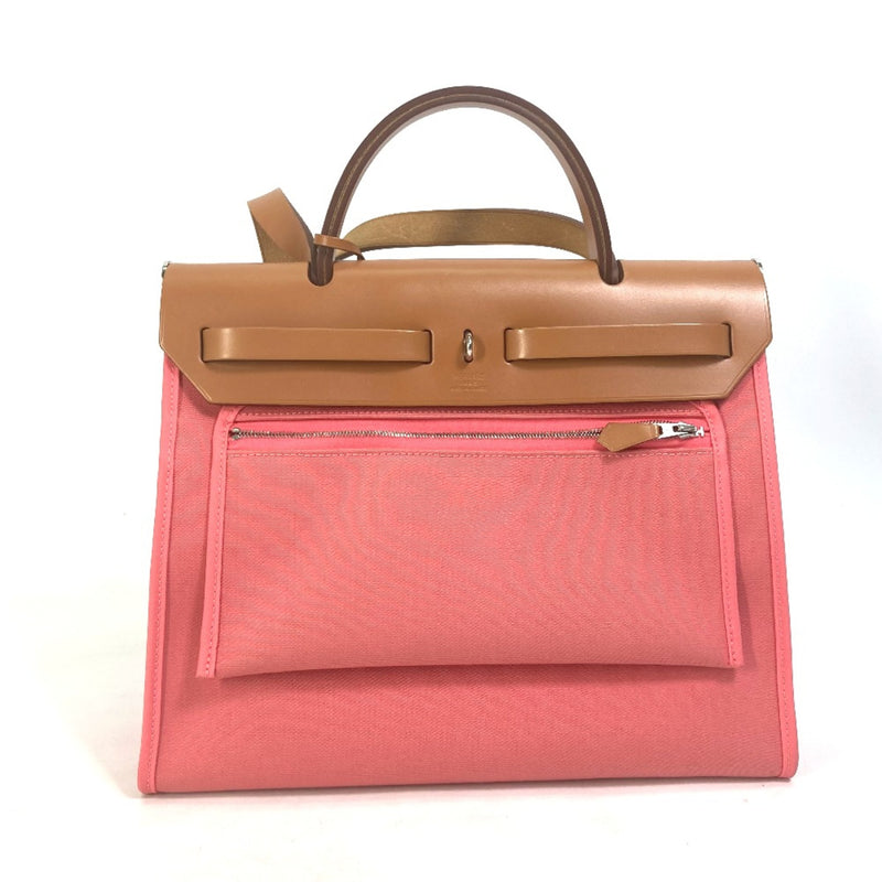 Hermes 2WAY Hand Bag pink Brown