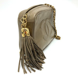 Chanel CC Mark bag with fringe Pochette Shoulder Bag BeigeBased GoldHardware