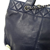 CHANEL Bag Matelasse Women's Handbag Tote Shoulder 2way Leather Navy Blue Chain