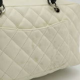 CHANEL Cambon Line Bag Bowling Shoulder Leather White Black A25171