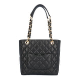 CHANEL PST Tote Cocomark Matelasse Bag Caviar Skin Black Women's