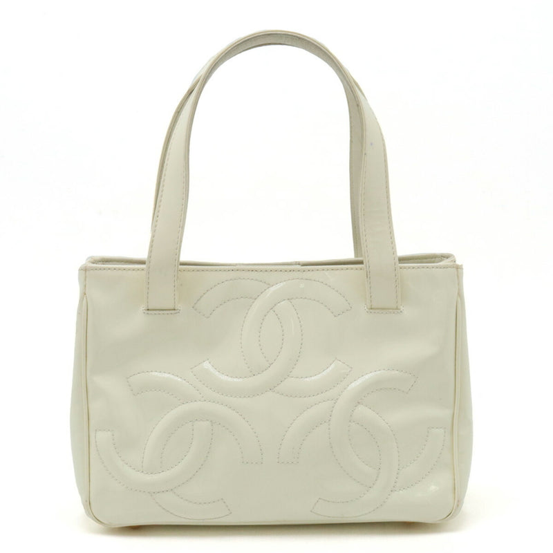 CHANEL Chanel Coco Mark Triple Handbag Bag Enamel Ivory