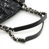 CHANEL Chanel Mademoiselle Matelasse Coco Mark Bowling Bag Shoulder Chain Enamel Black