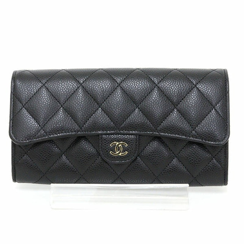 Chanel Classic Long Flap Wallet Caviar Skin Black AP0241 Matelasse