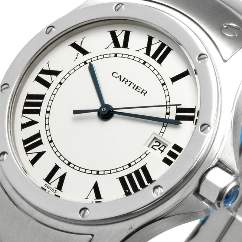 Cartier Santos Cougar MM Watch Quartz White Dial Stainless Steel Boys