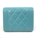 Chanel A84068 CC Mark Small Compact Wallet Trifold wallet blue GoldHardware