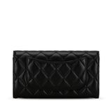 CHANEL Classic Long Flap Wallet AP0241 Black Lambskin Women's