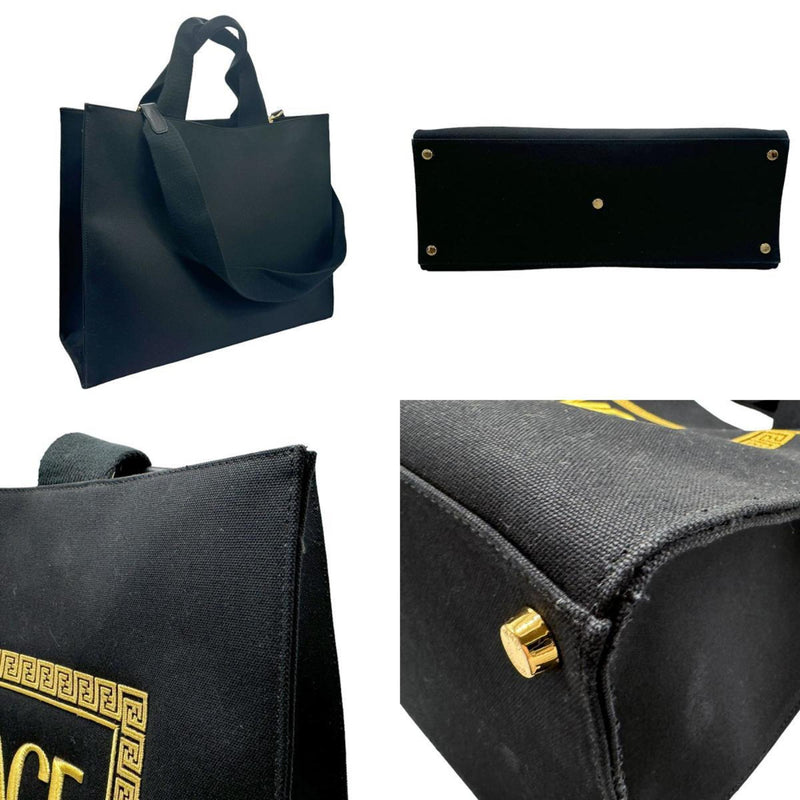 FENDI handbag shoulder bag tote x VERSACE FENDACE canvas black gold men's n0056