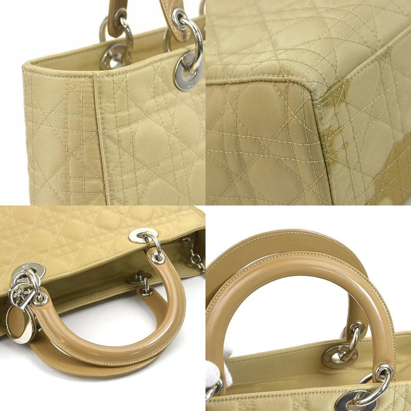 Christian Dior handbag shoulder bag Lady canvas beige silver women's e58702a