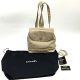 CHANEL CC Coco Mark Backpack Chain Rucksack Linen Women's Beige