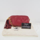 CHANEL Chanel chain shoulder matelasse lambskin red ladies bag