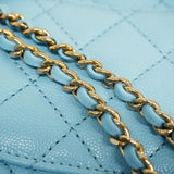 Chanel Handbag Matelasse Chain Shoulder Caviar Skin Light Blue Ladies