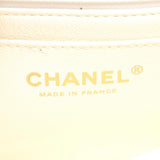 CHANEL Chocolate Bar Flap Shoulder Bag Leather Women's White AS3744