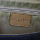 Christian Dior Bag Handbag Navy Beige Shoulder Flap Denim Leather Maris Pearl VINTAGE Ladies