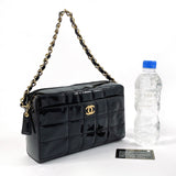 CHANEL Chanel Chain Shoulder Chocolate Bar Bag Patent Leather Black Women's