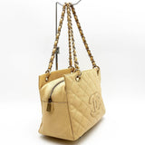 CHANEL Shoulder Bag Chain Big Coco Mark Beige Matte Caviar Skin Ladies