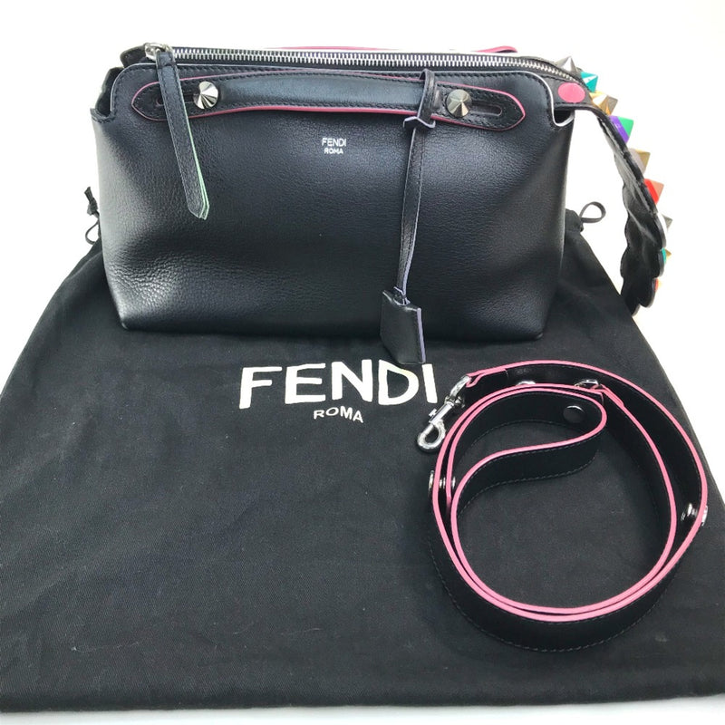 Fendi 8BL124 By the way medium Bag 3WAY Hand Bag Crossbody Shoulder Bag Black x pink