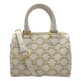 CELINE Shoulder Bag Handbag Triomphe Coated Canvas White Women's z1762