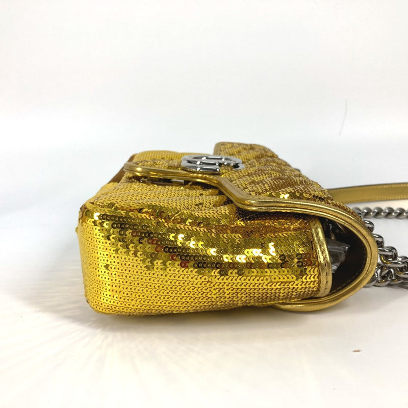 Gucci 446744 GG Marmont Crossbody Shoulder Double Chain Shoulder Bag Yellow Gold