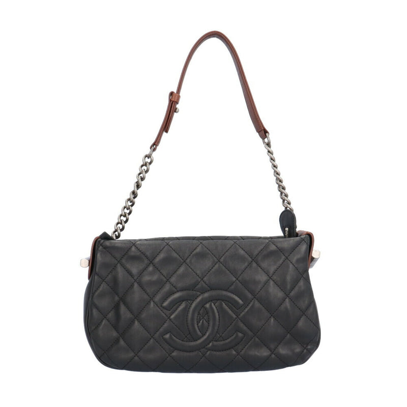 CHANEL Matelasse Shoulder Bag Leather Black Women's