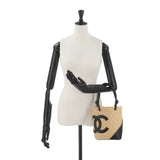 CHANEL Cambon Line Small Leather Beige Black A25166 Tote Bag