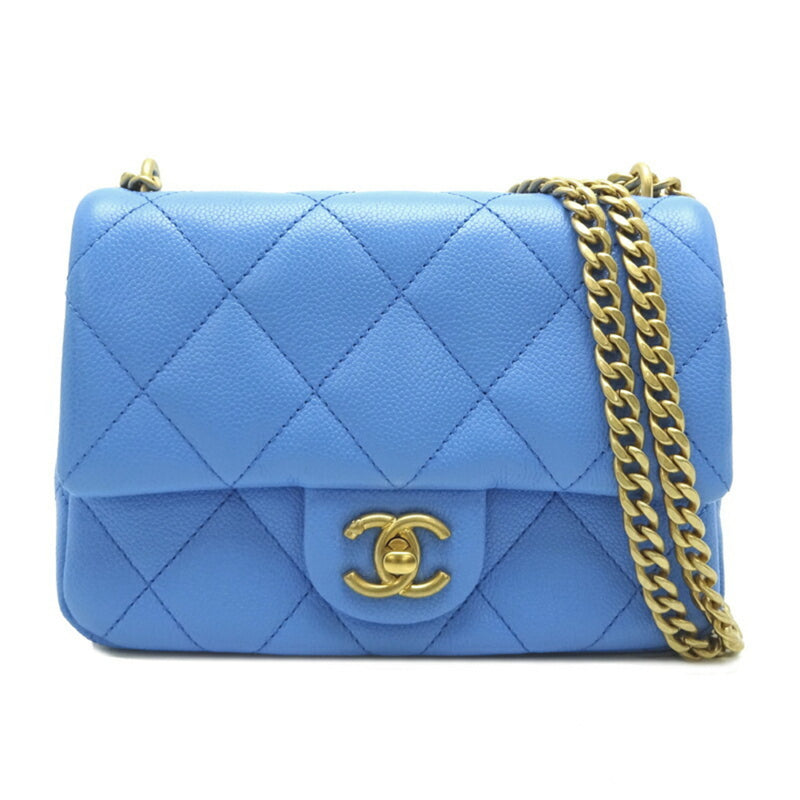 Chanel Matelasse Chain Shoulder Women's Bag A35200 Caviar Skin Blue